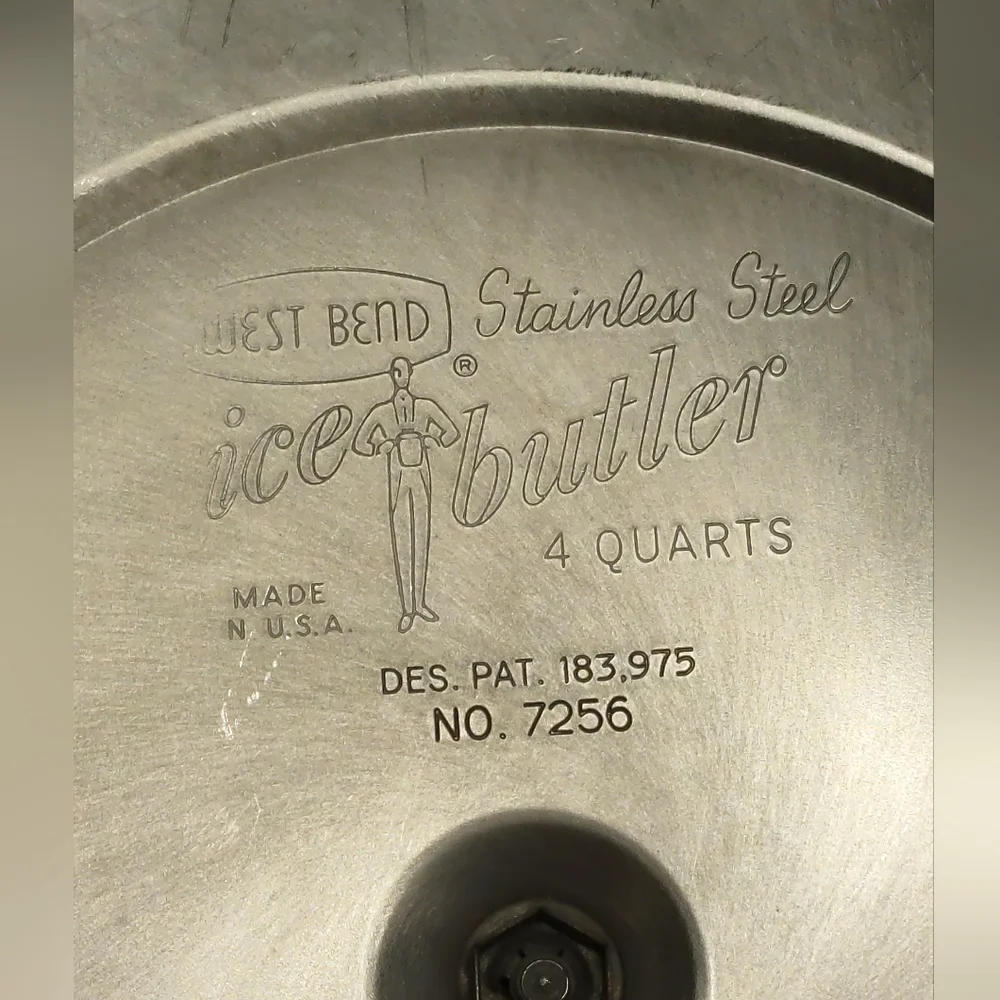 Vintage MCM West Bend Ice Butler Ice Bucket Stainless Steel Wood Knob Handle